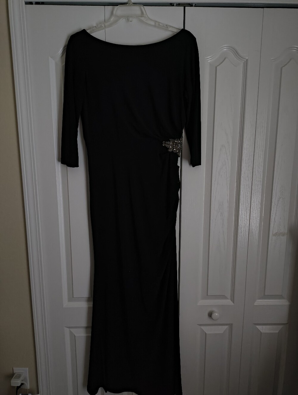 Elegant Black Long Sleeve Evening Dress - Black